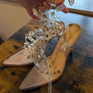 ** SOLD ** Fashion Nova Studded clear heels